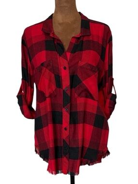 ❤️ Cloth & Stone 🖤 Red and Black Plaid Button-Down Shirt NWOT - S